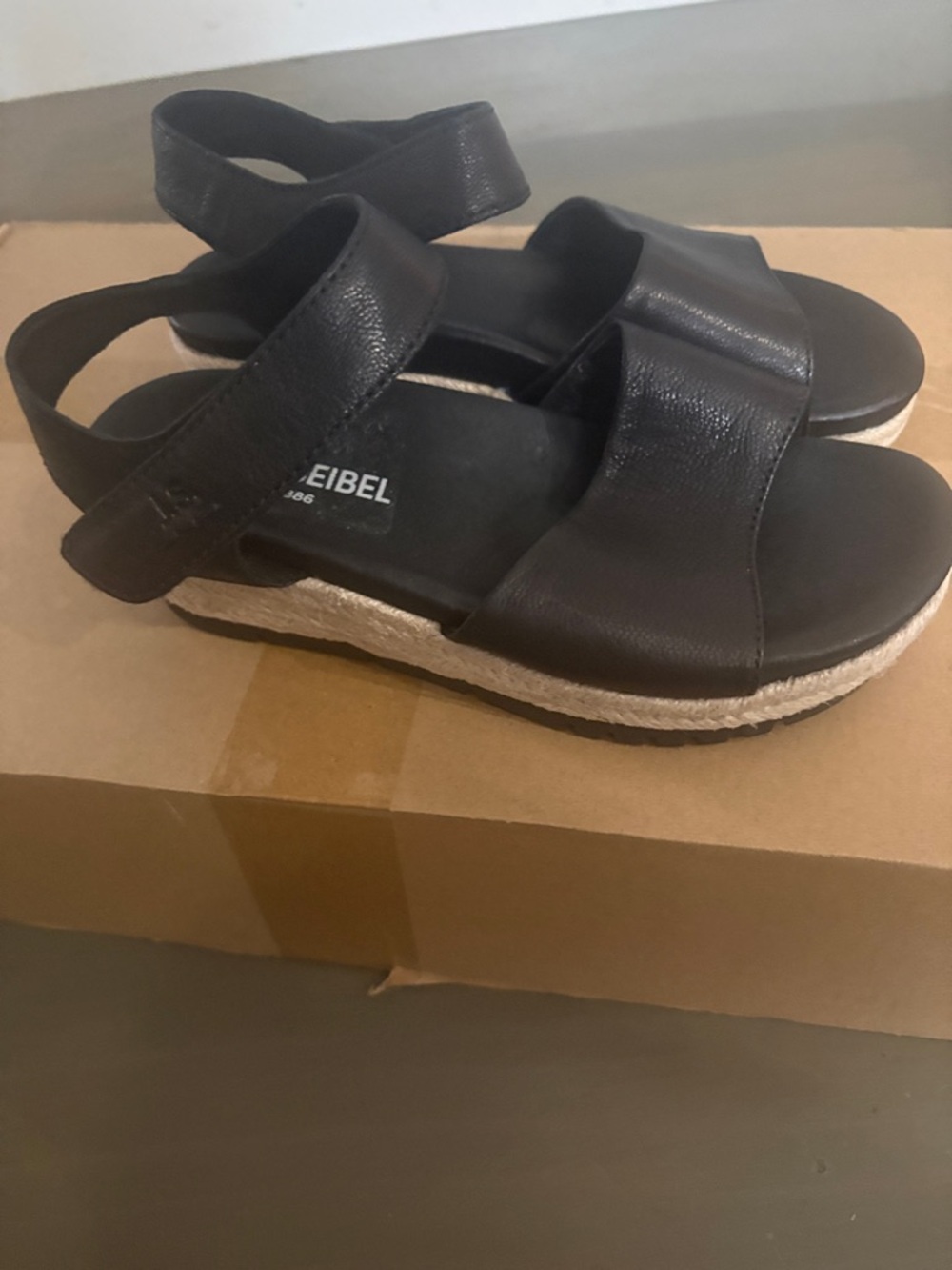 Black Espadrille Platform Sandals with Ankle Strap - Picture 3 of 5